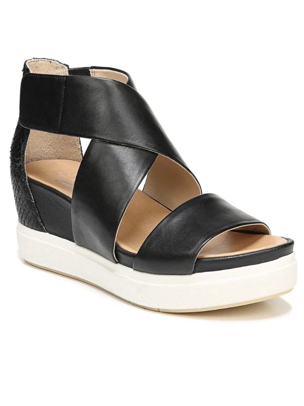 Dr Scholl's Women's Scout High Wedge Sandal Black Leather Size 9M